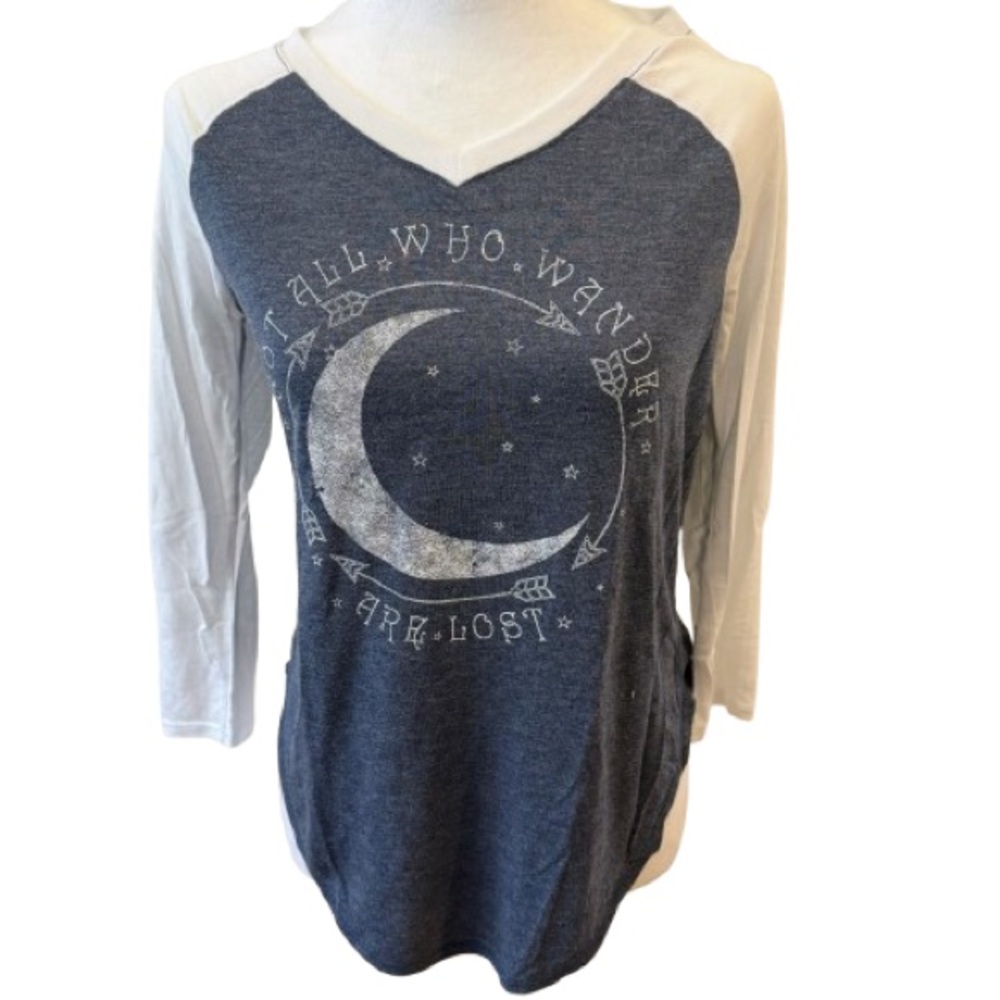 Fifth Sun Graphic Raglan Tee Gray and White